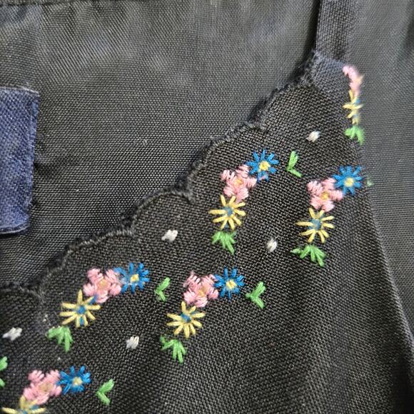 Ann Taylor Silk Black Spaghetti Strap Floral Embroidered Dress Size 6P - Picture 8 of 12